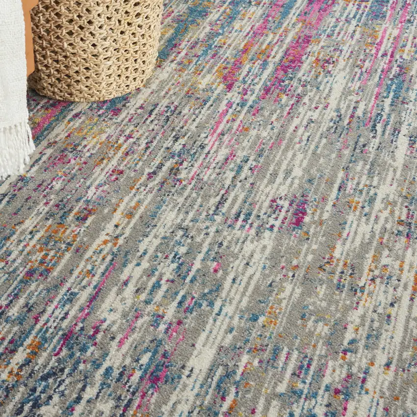 Ivory Abstract Power Loom Area Rug Photo 8