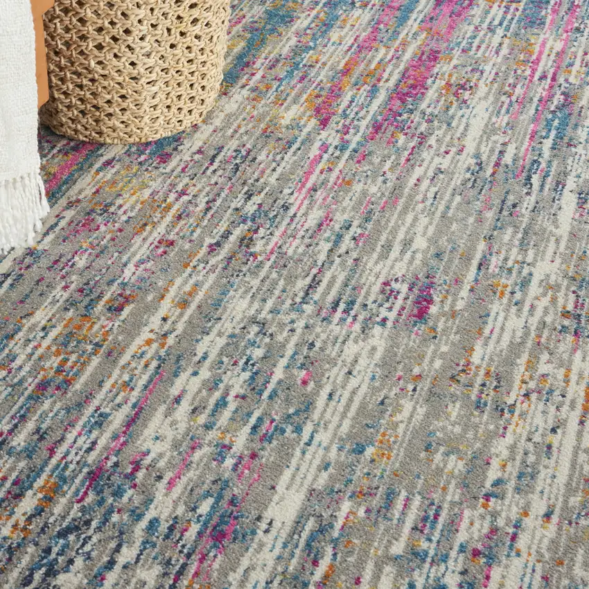 Ivory Abstract Power Loom Area Rug Photo 6
