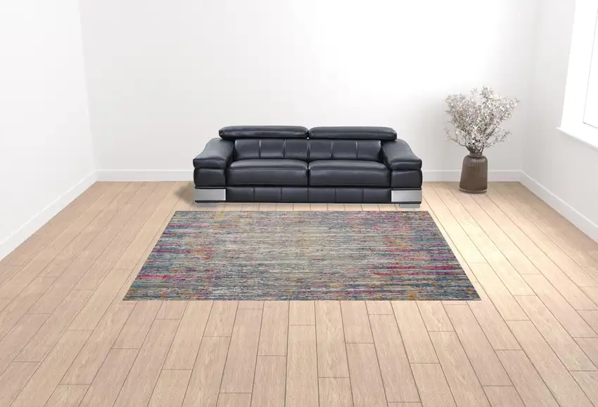 Ivory Abstract Power Loom Area Rug Photo 3
