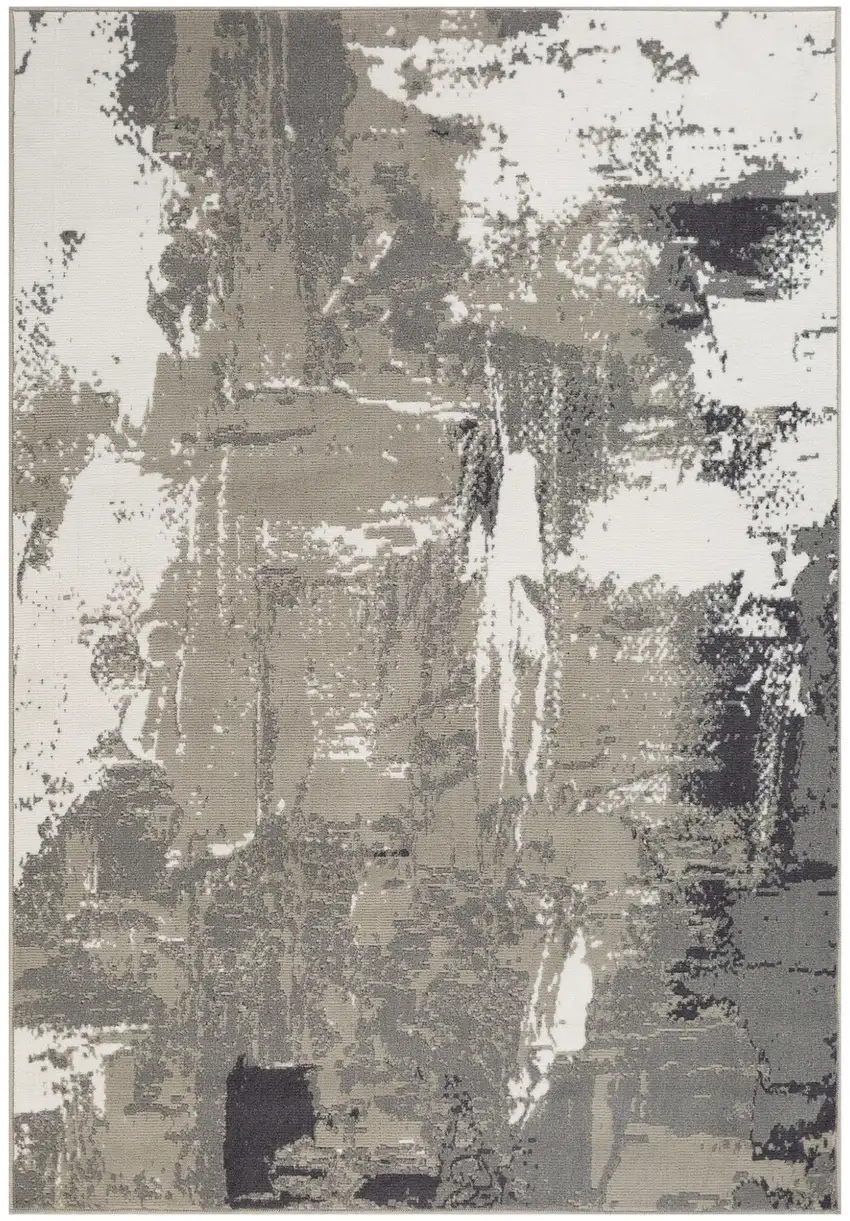 Ivory Abstract Power Loom Area Rug Photo 1