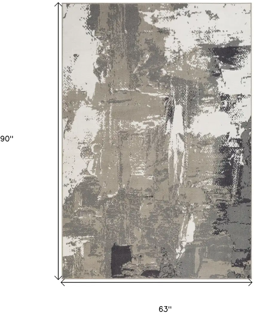 Ivory Abstract Power Loom Area Rug Photo 7