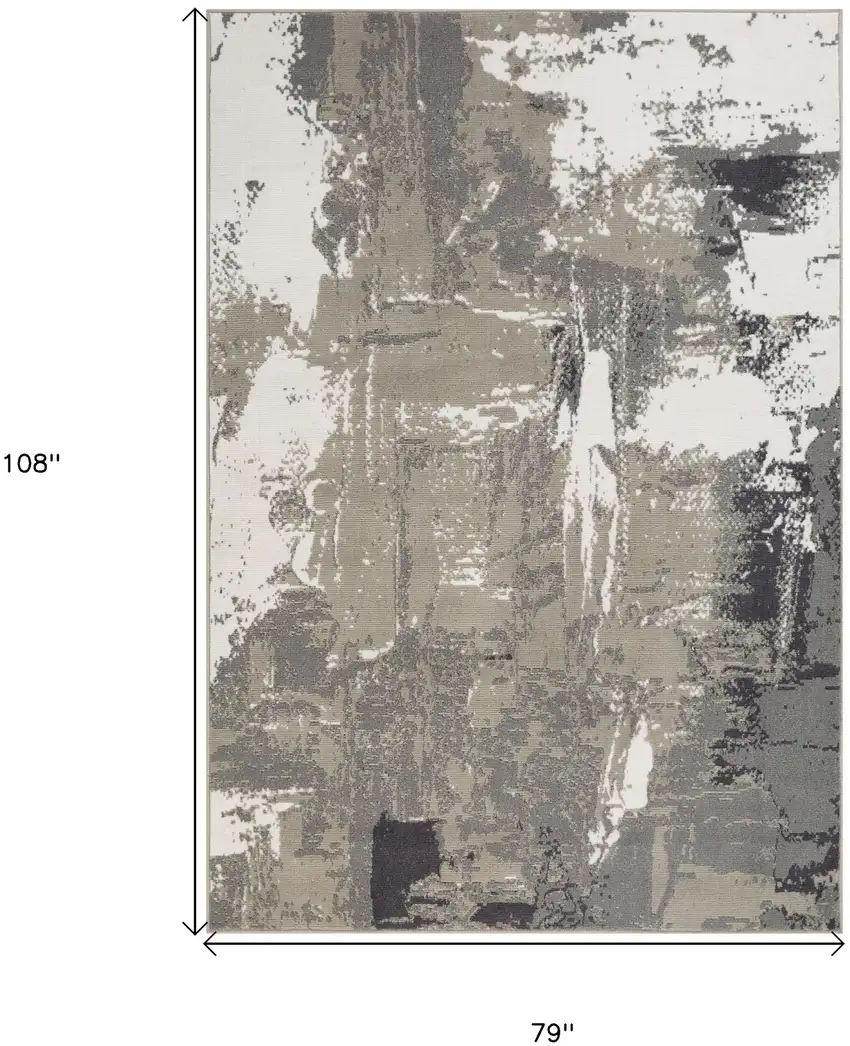 Ivory Abstract Power Loom Area Rug Photo 7