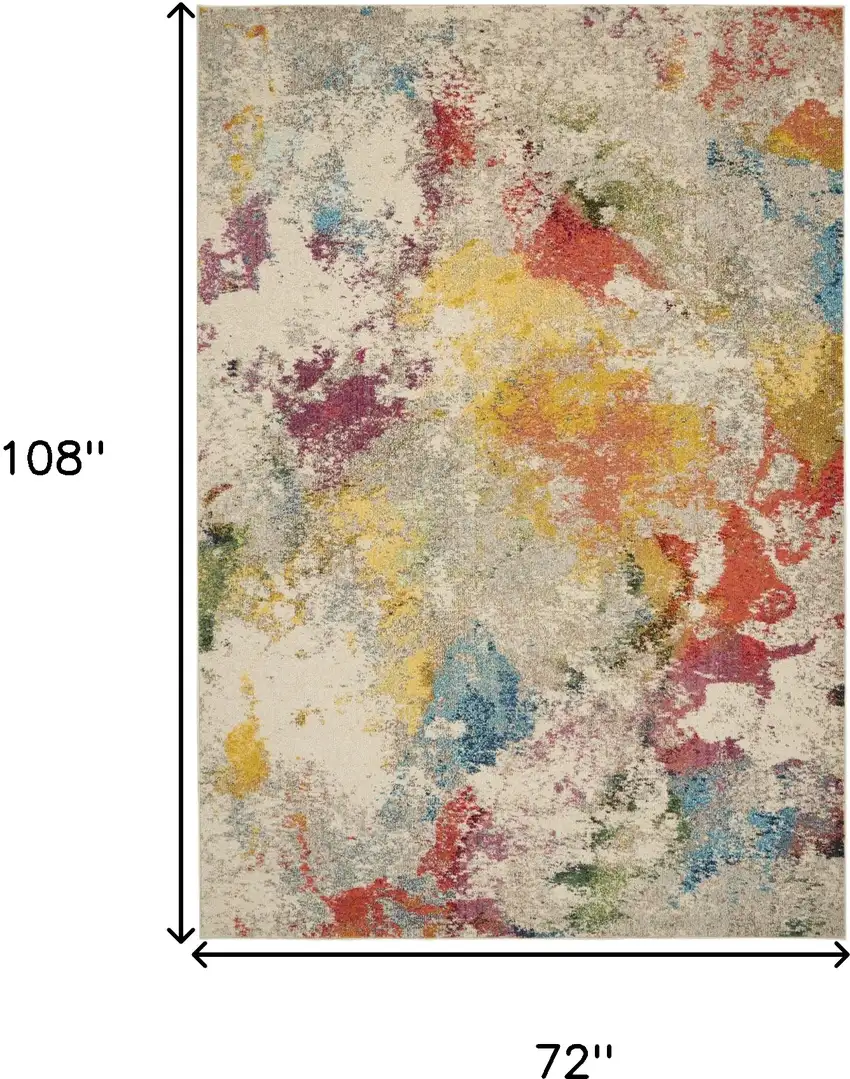 Ivory Abstract Power Loom Area Rug Photo 3