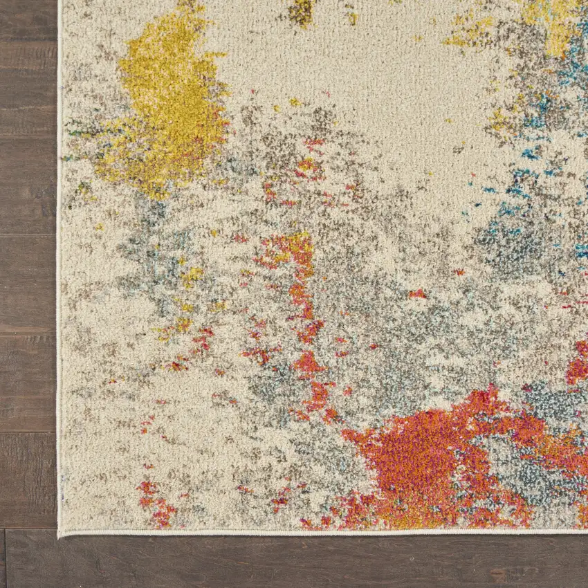 Ivory Abstract Power Loom Area Rug Photo 8