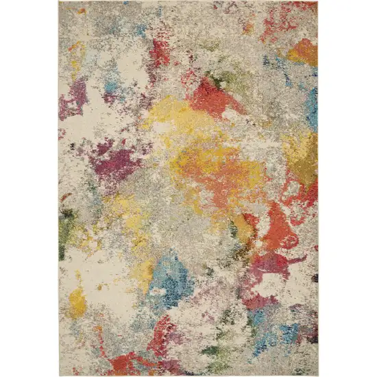 Ivory Abstract Power Loom Area Rug Photo 1