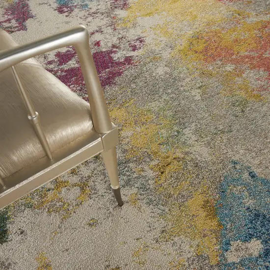 Ivory Abstract Power Loom Area Rug Photo 5