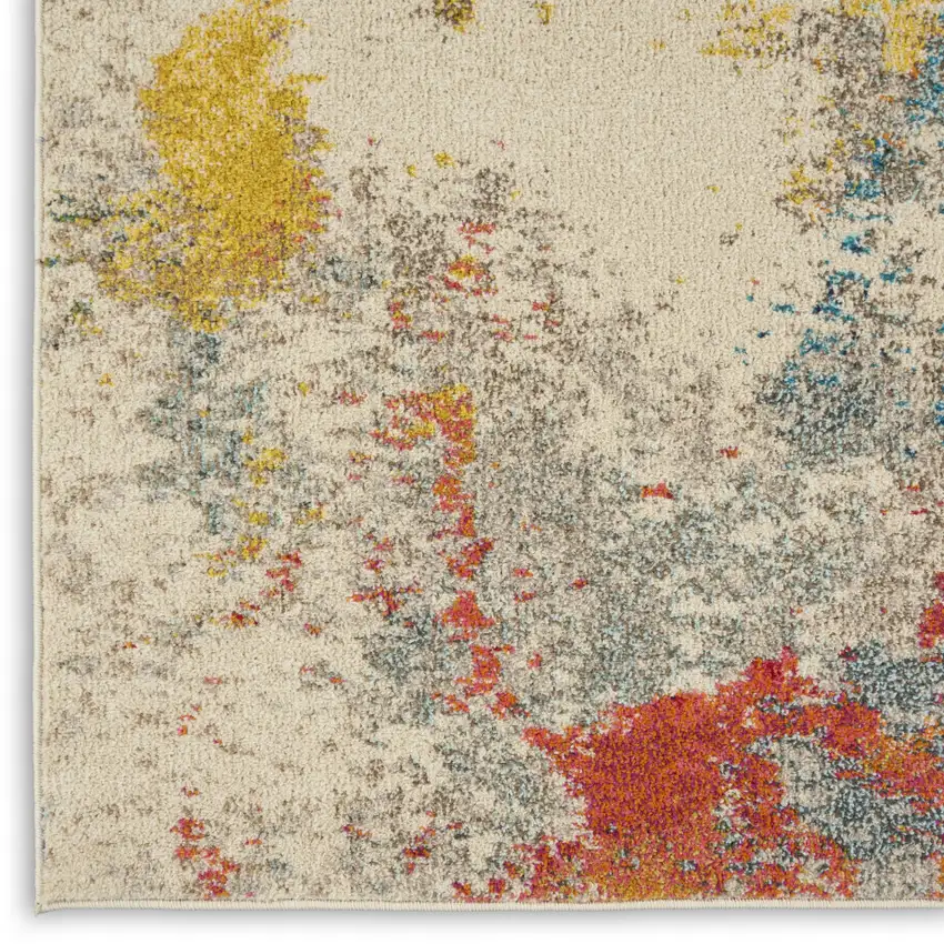 Ivory Abstract Power Loom Area Rug Photo 7