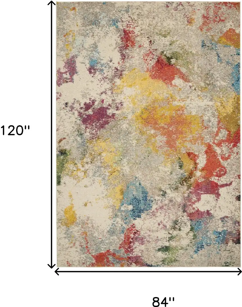 Ivory Abstract Power Loom Area Rug Photo 3