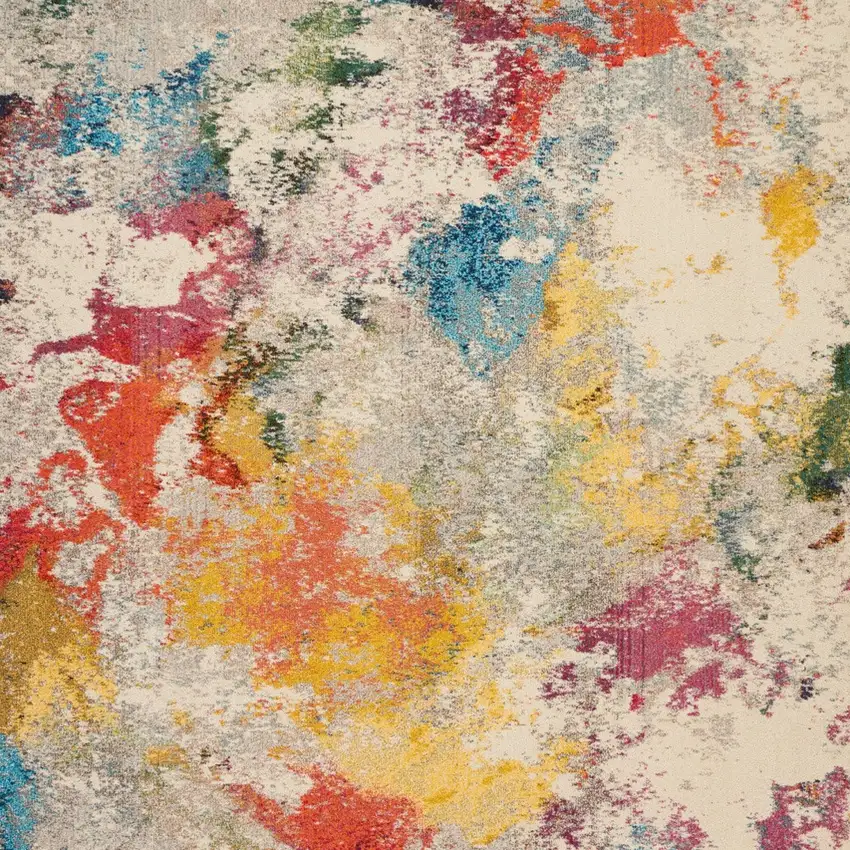 Ivory Abstract Power Loom Area Rug Photo 9
