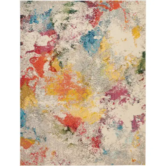 Ivory Abstract Power Loom Area Rug Photo 1