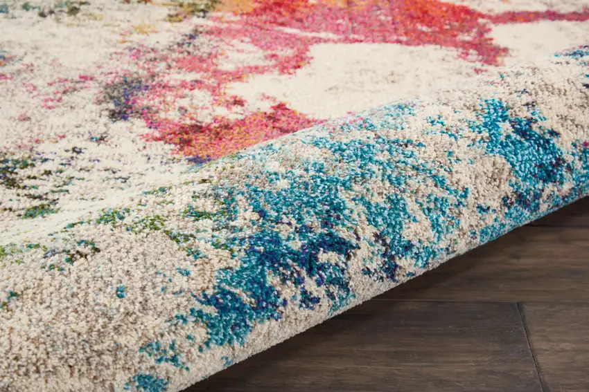 Ivory Abstract Power Loom Area Rug Photo 7