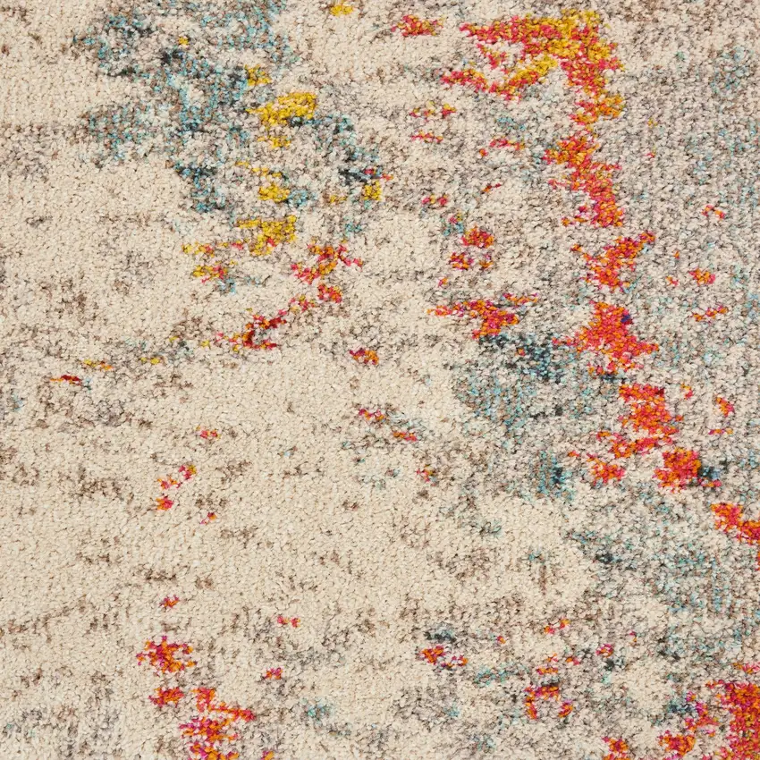 Ivory Abstract Power Loom Area Rug Photo 2