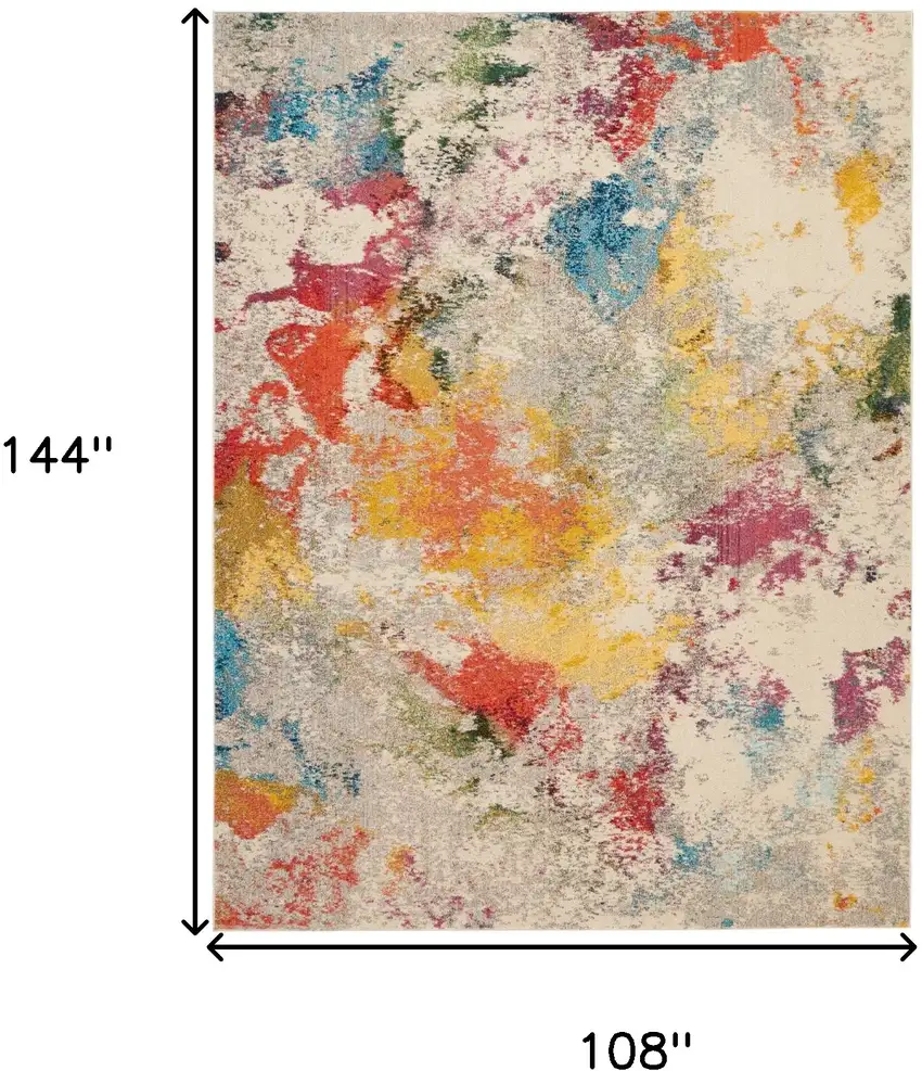 Ivory Abstract Power Loom Area Rug Photo 3