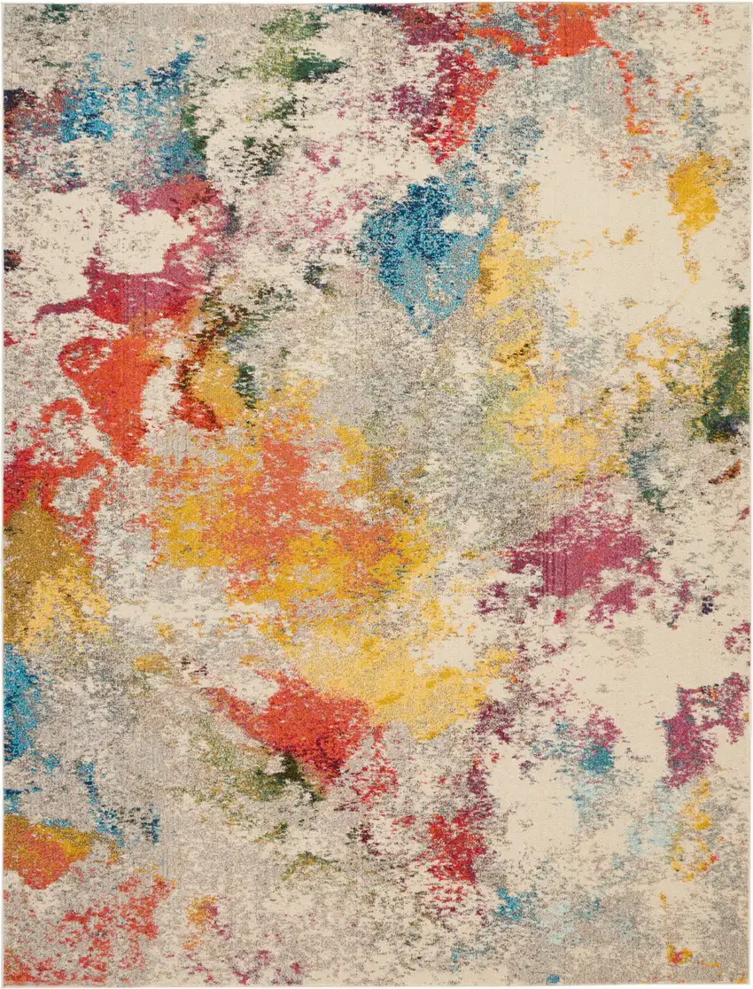 Ivory Abstract Power Loom Area Rug Photo 2