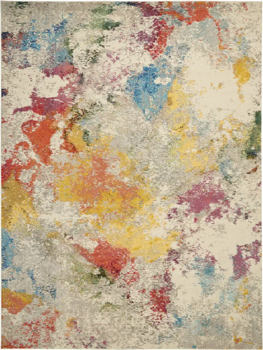 Ivory Abstract Power Loom Area Rug Photo 2