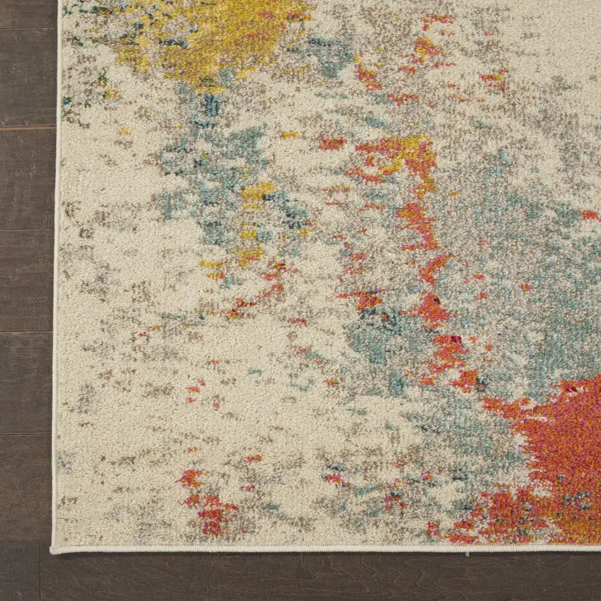 Ivory Abstract Power Loom Area Rug Photo 7