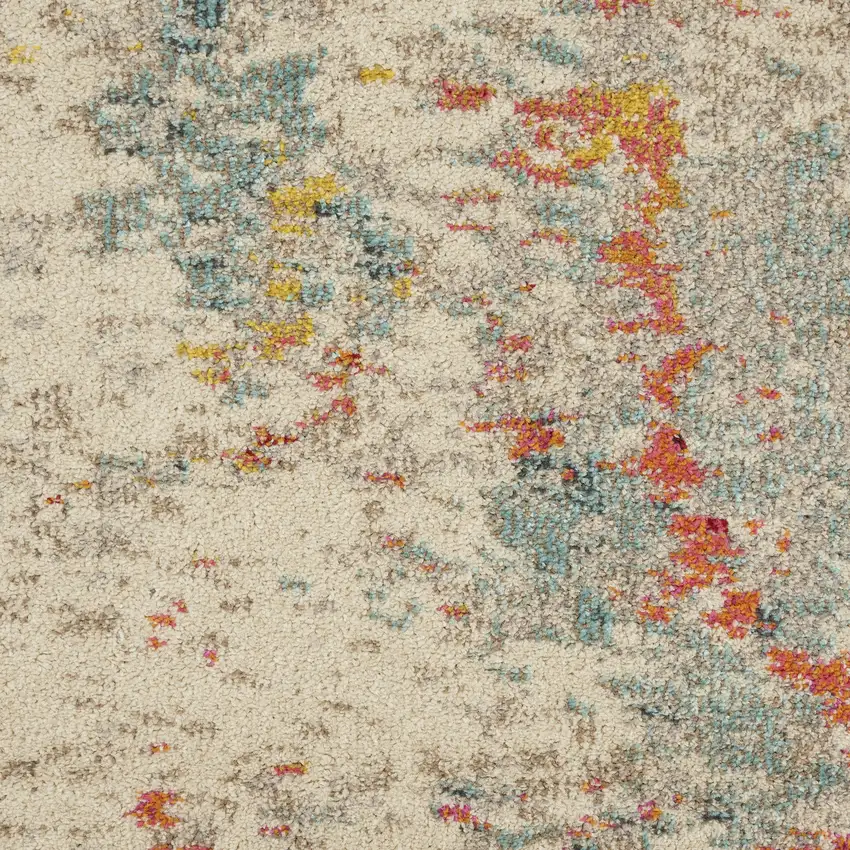 Ivory Abstract Power Loom Area Rug Photo 5