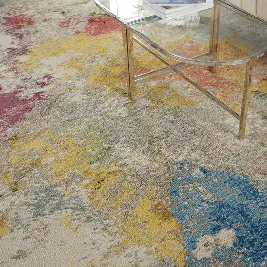 Ivory Abstract Power Loom Area Rug Photo 5