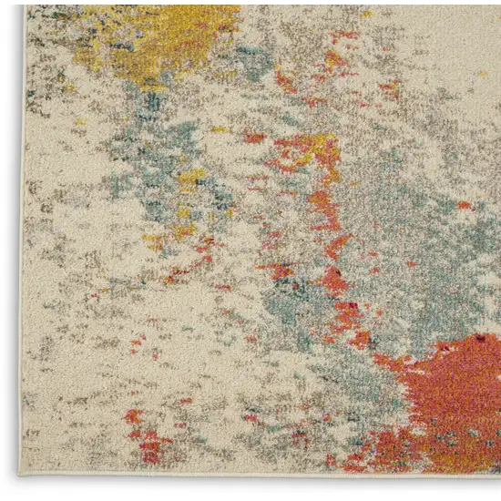 Ivory Abstract Power Loom Area Rug Photo 8