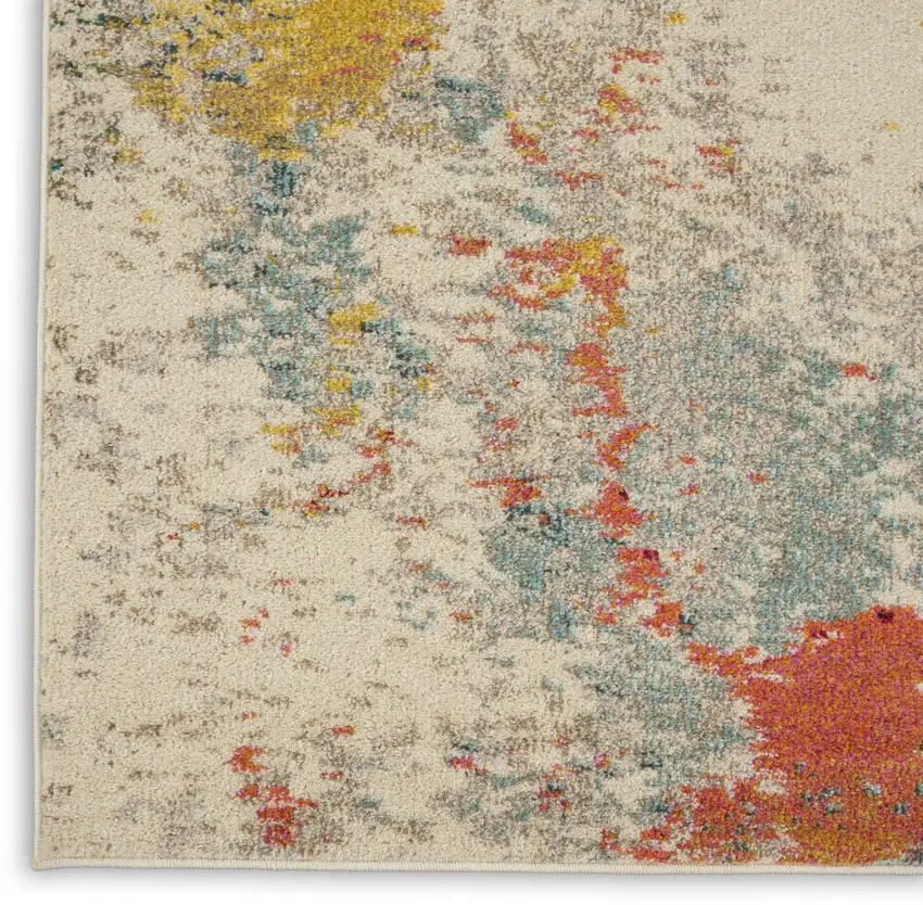 Ivory Abstract Power Loom Area Rug Photo 8