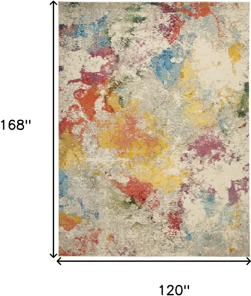 Ivory Abstract Power Loom Area Rug Photo 3