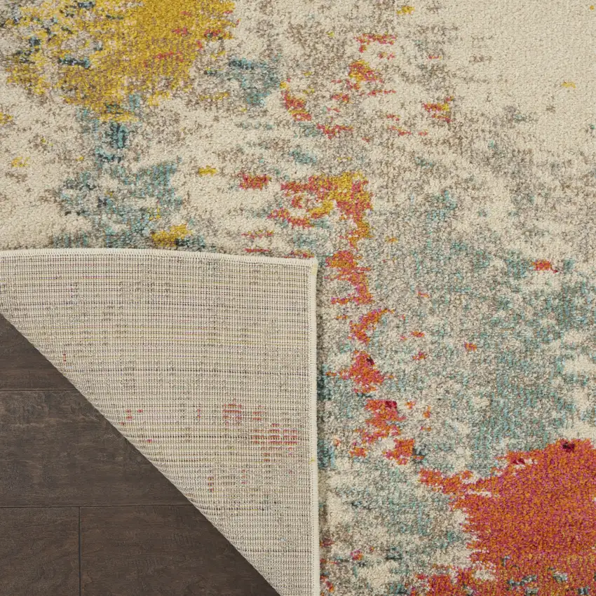 Ivory Abstract Power Loom Area Rug Photo 9