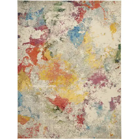 Ivory Abstract Power Loom Area Rug Photo 1