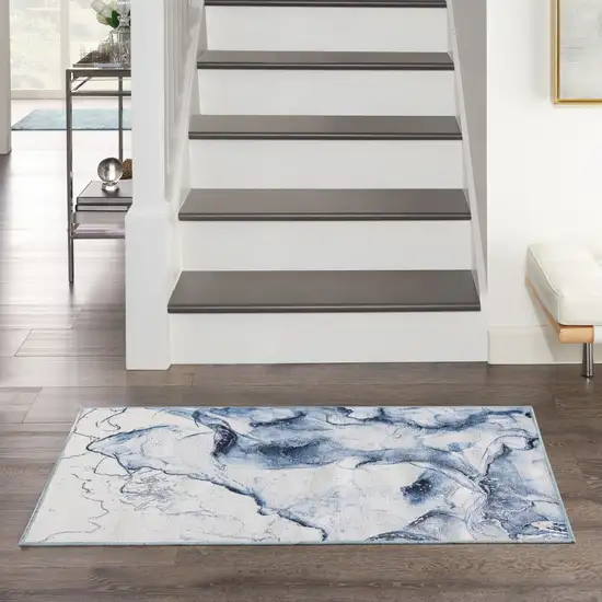 Ivory Abstract Power Loom Area Rug Photo 6