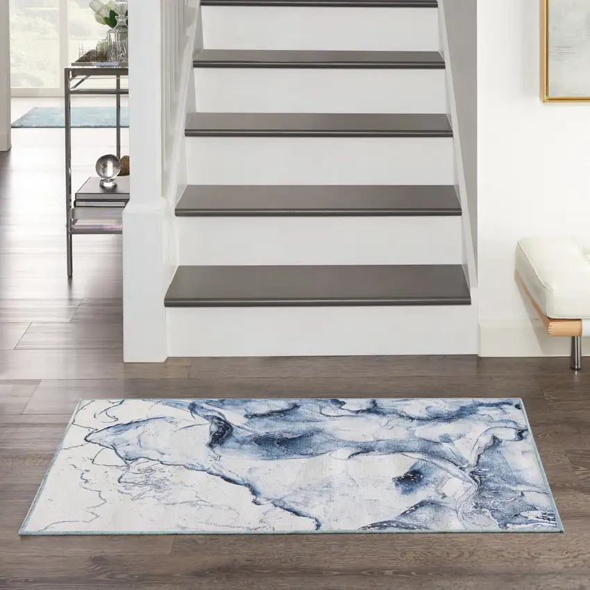 Ivory Abstract Power Loom Area Rug Photo 6