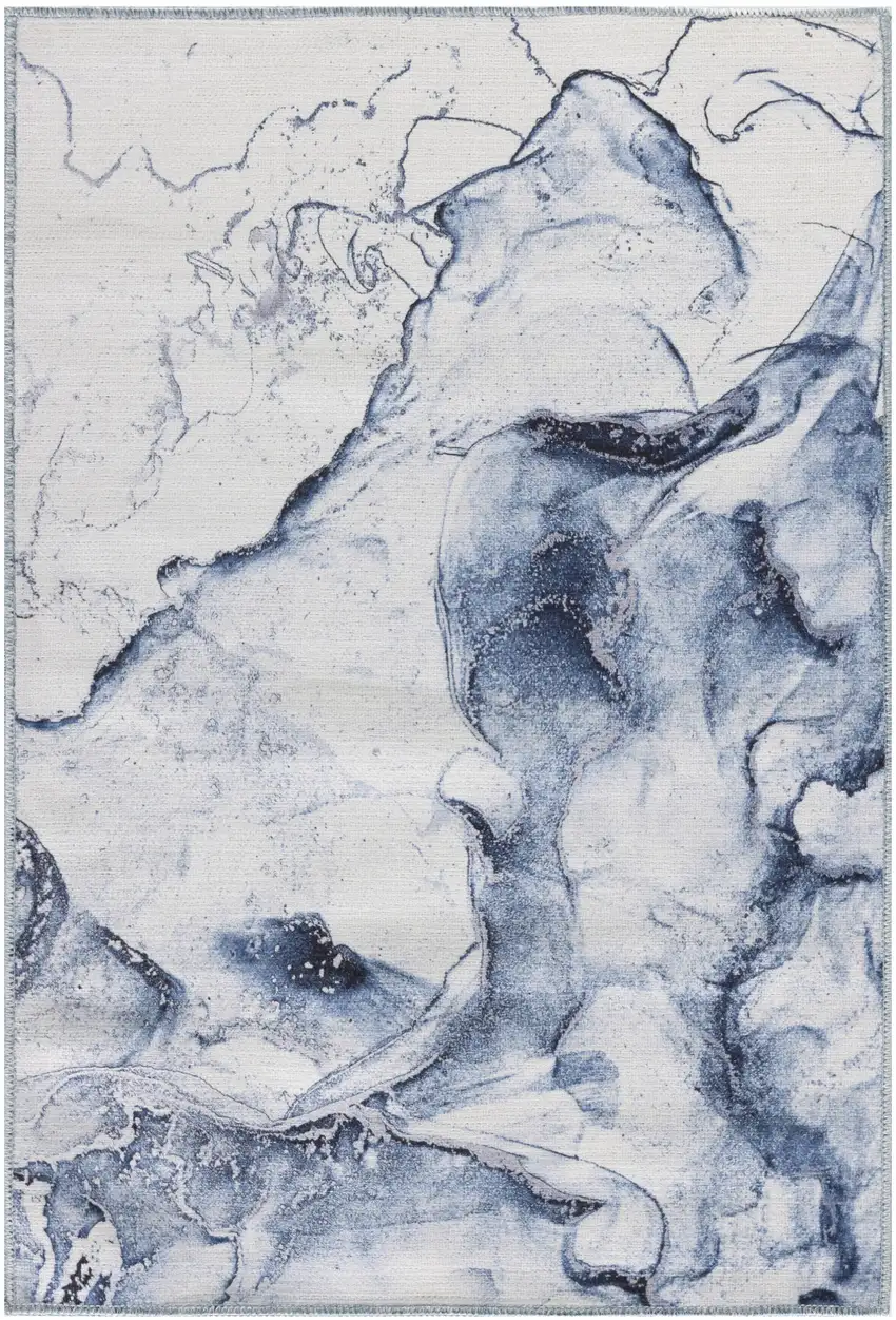 Ivory Abstract Power Loom Area Rug Photo 1