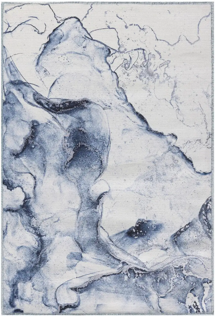 Ivory Abstract Power Loom Area Rug Photo 5