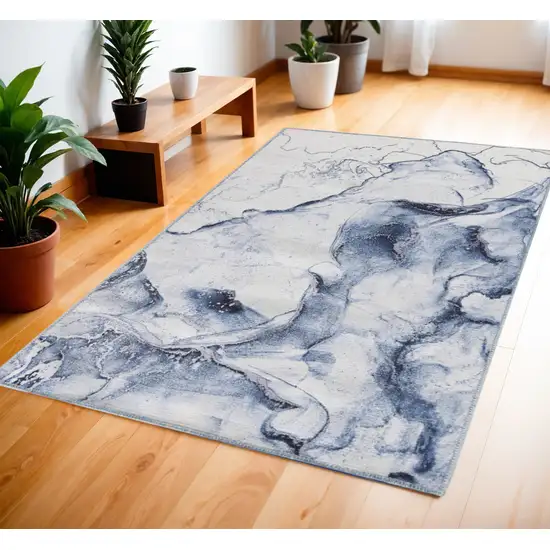 Ivory Abstract Power Loom Area Rug Photo 1