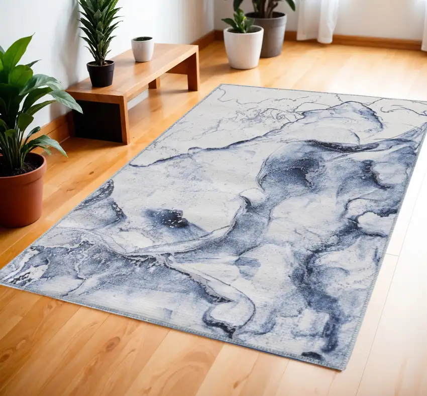 Ivory Abstract Power Loom Area Rug Photo 1