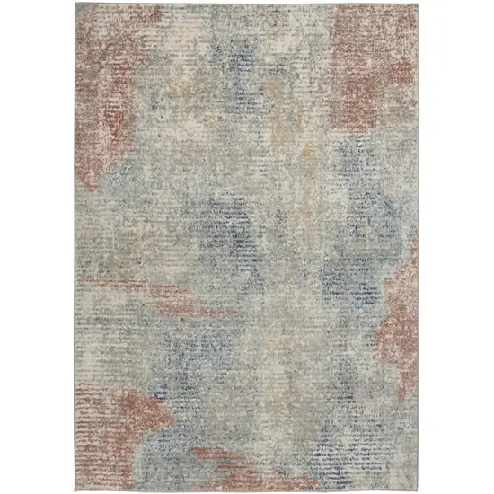 Ivory Abstract Power Loom Distressed Non Skid Area Rug Photo 9