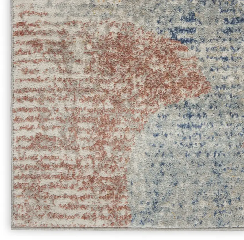 Ivory Abstract Power Loom Distressed Non Skid Area Rug Photo 8