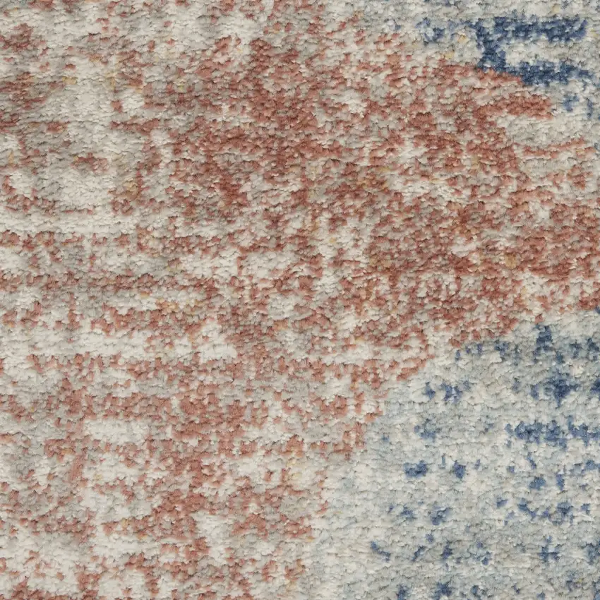 Ivory Abstract Power Loom Distressed Non Skid Area Rug Photo 4