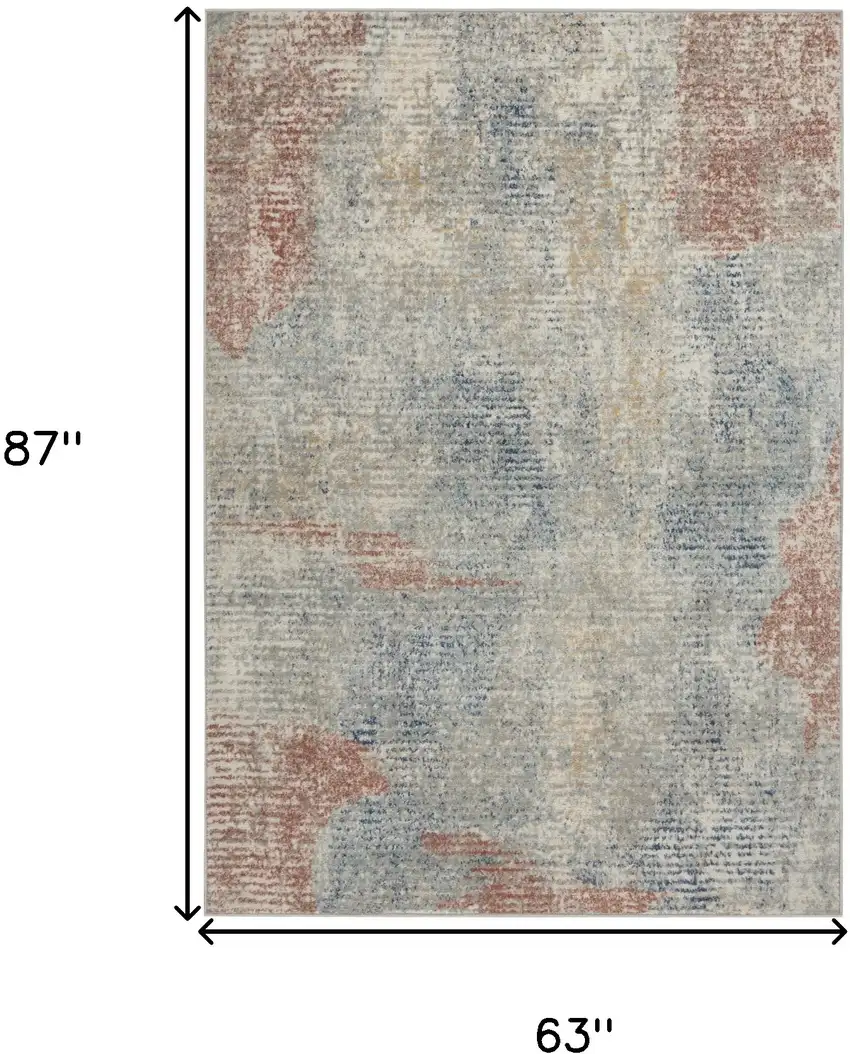 Ivory Abstract Power Loom Distressed Non Skid Area Rug Photo 5