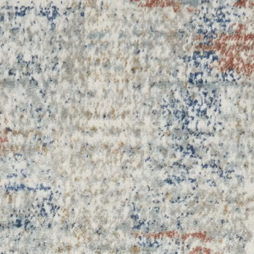 Ivory Abstract Power Loom Distressed Non Skid Runner Rug Photo 7
