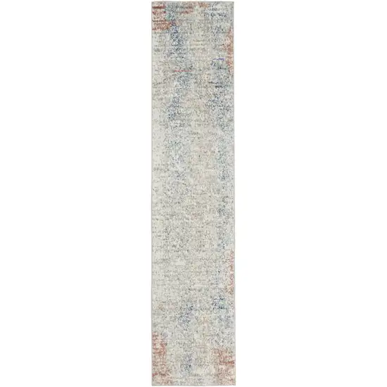 Ivory Abstract Power Loom Distressed Non Skid Runner Rug Photo 4
