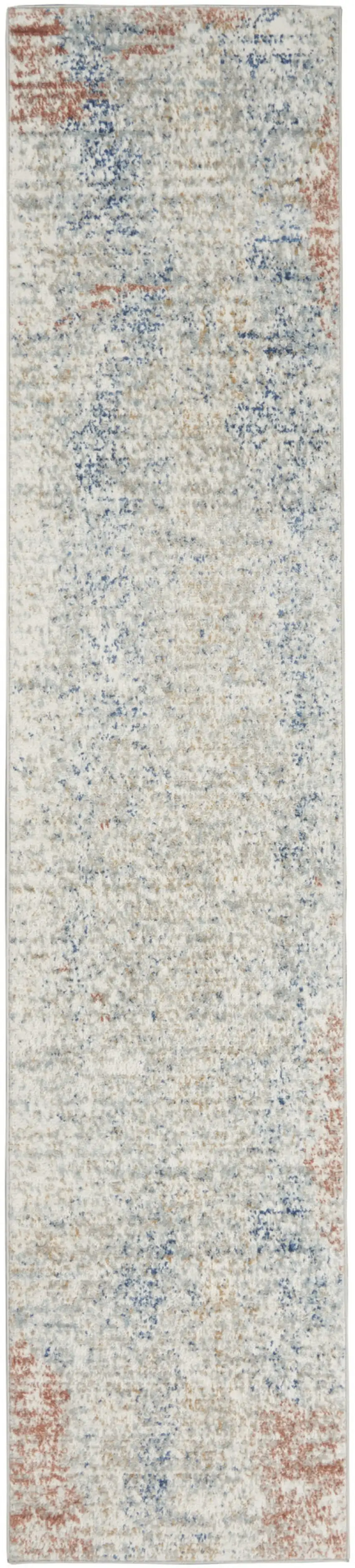 Ivory Abstract Power Loom Distressed Non Skid Runner Rug Photo 4