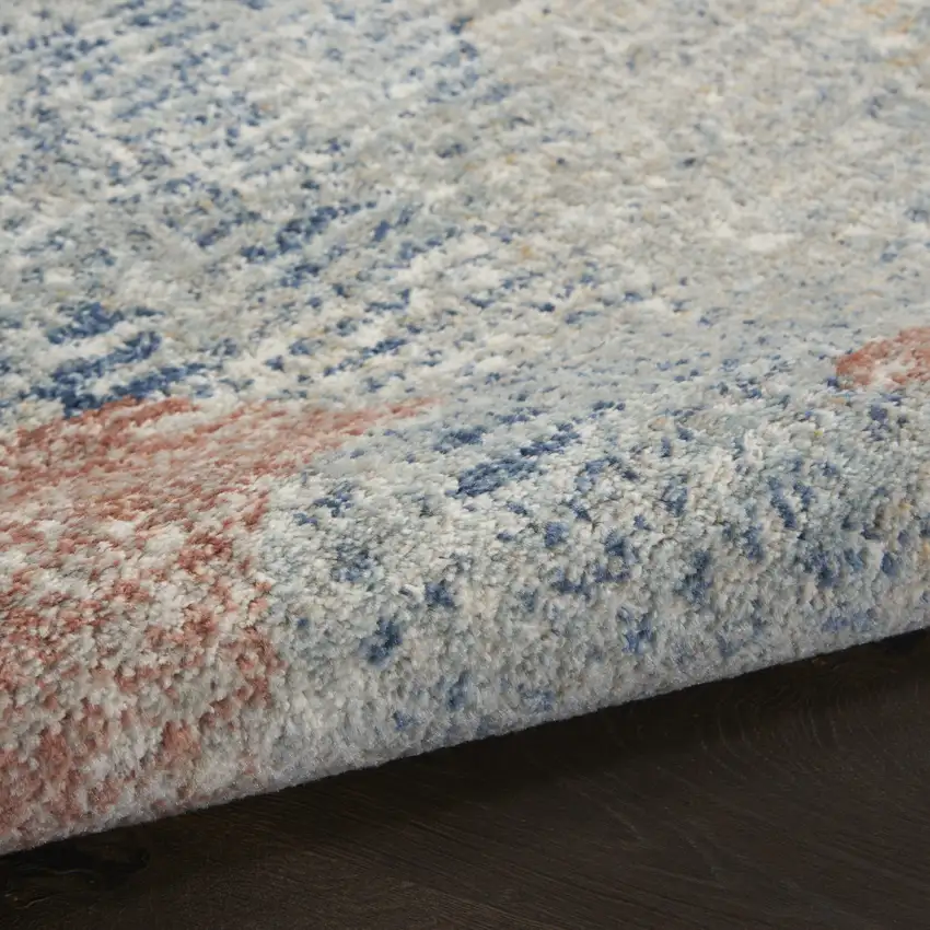 Ivory Abstract Power Loom Distressed Non Skid Runner Rug Photo 9