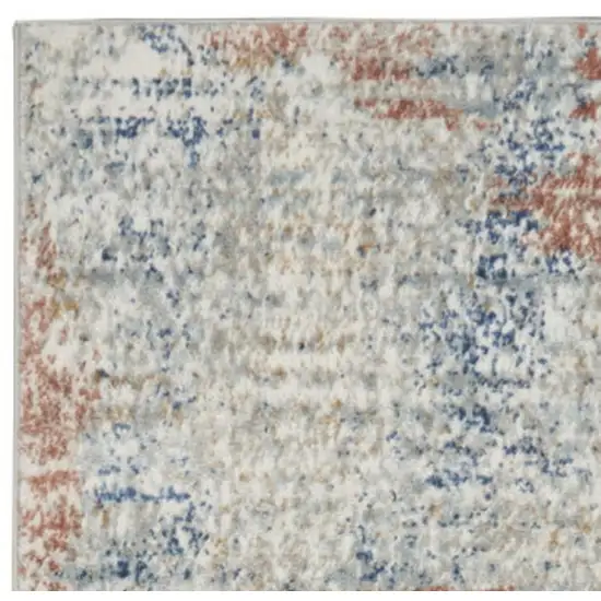 Ivory Abstract Power Loom Distressed Non Skid Runner Rug Photo 3