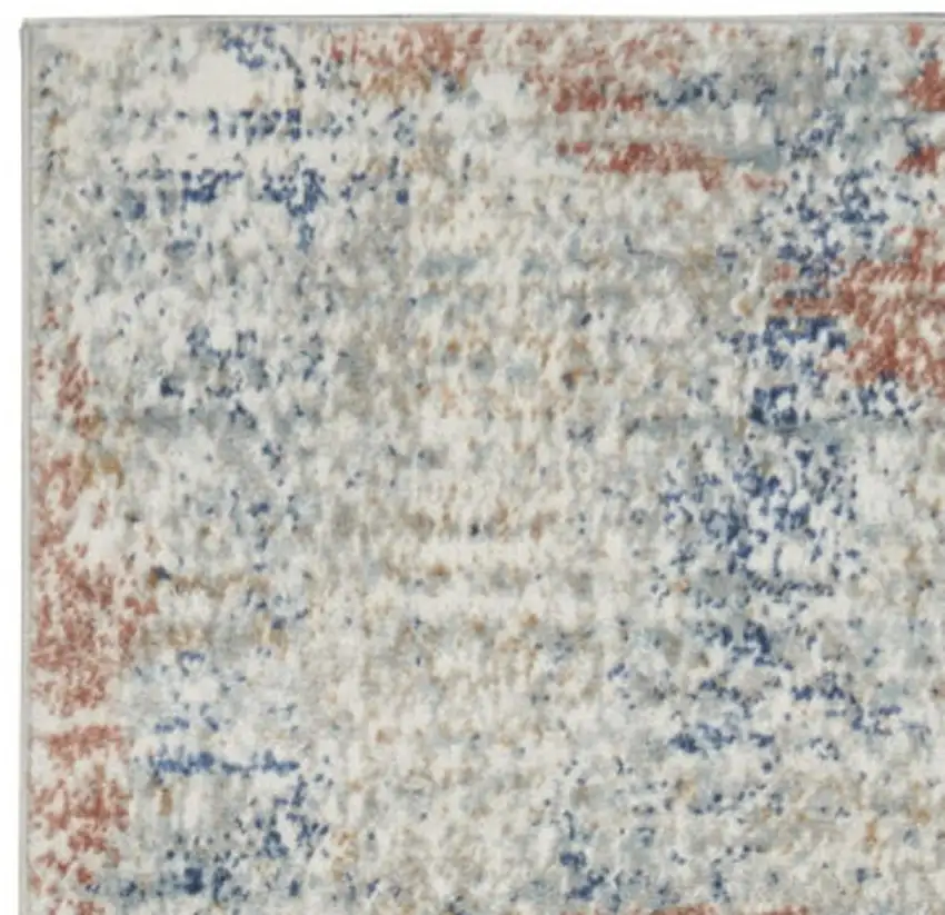 Ivory Abstract Power Loom Distressed Non Skid Runner Rug Photo 3