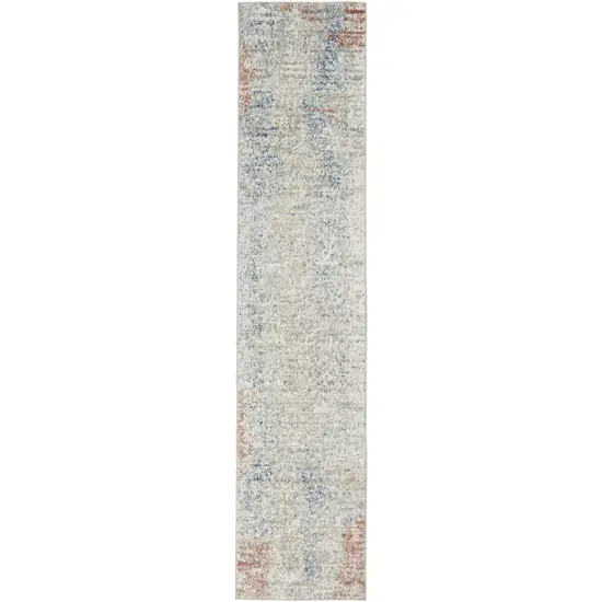 Ivory Abstract Power Loom Distressed Non Skid Runner Rug Photo 1