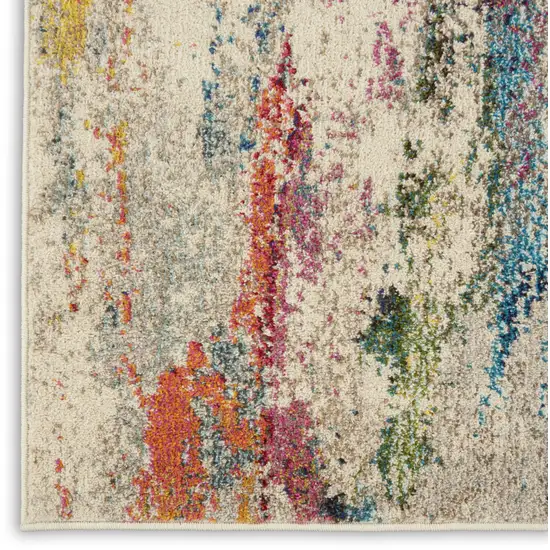 2' X 6' Ivory Abstract Power Loom Non Skid Area Rug Photo 9