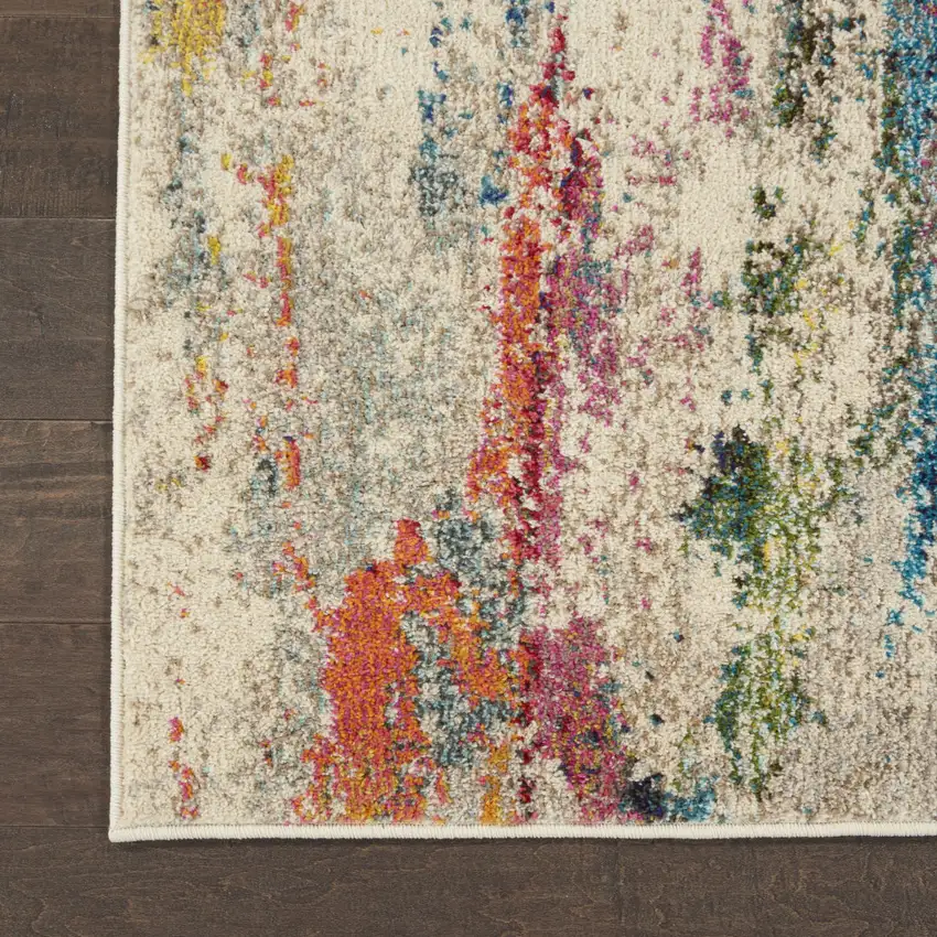 2' X 6' Ivory Abstract Power Loom Non Skid Area Rug Photo 9