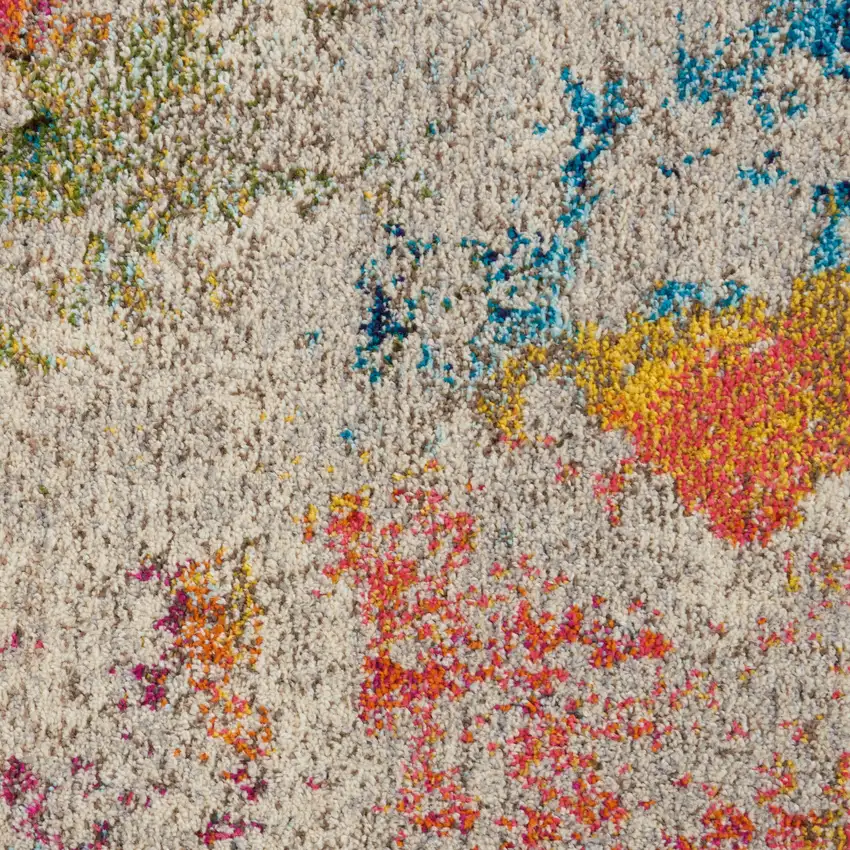 Ivory Abstract Power Loom Non Skid Area Rug Photo 3