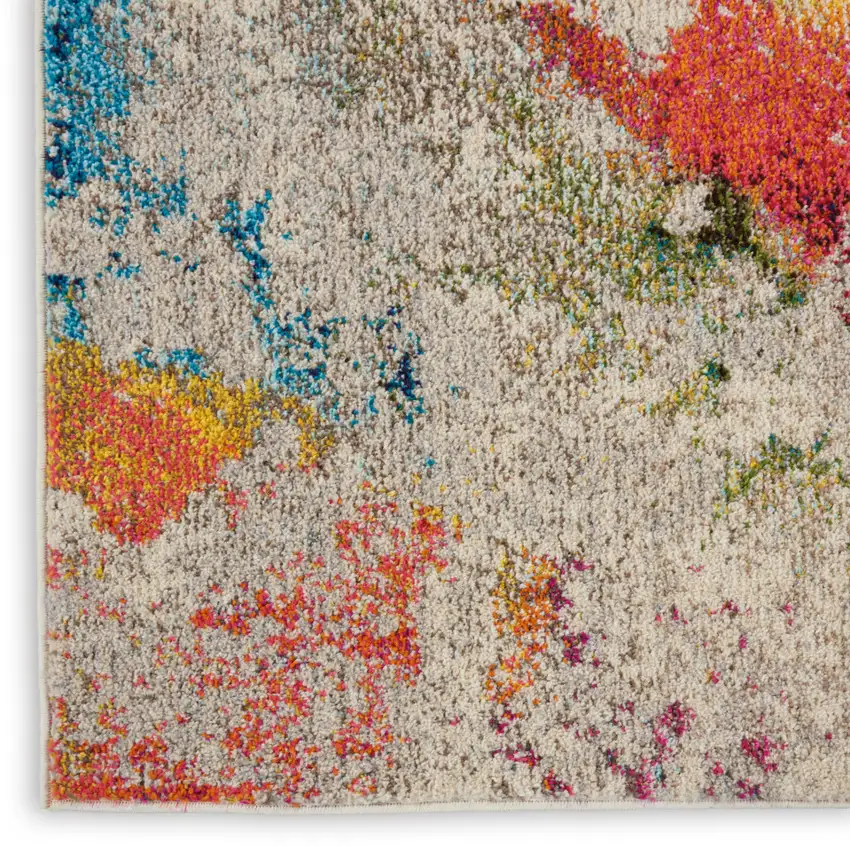 Ivory Abstract Power Loom Non Skid Area Rug Photo 9