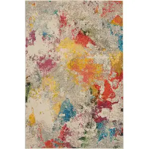 Photo of Ivory Abstract Power Loom Non Skid Area Rug