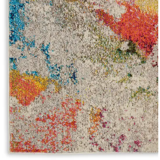 Ivory Abstract Power Loom Non Skid Area Rug Photo 9